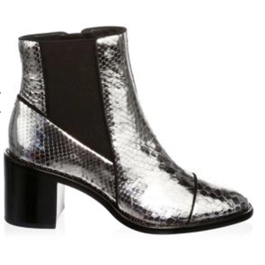 Alexandre Birman Silver Python Booties
